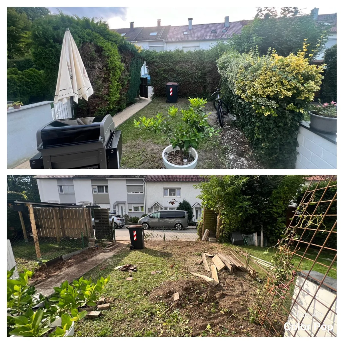 Gartenneugestaltung im Vorher-Nachher-Vergleich